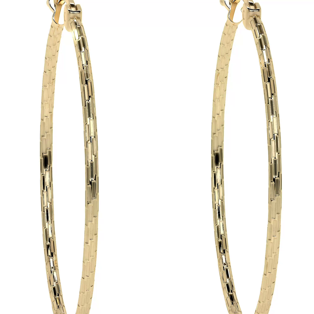 Domino Style 10k Gold Diamond Hoop Earring