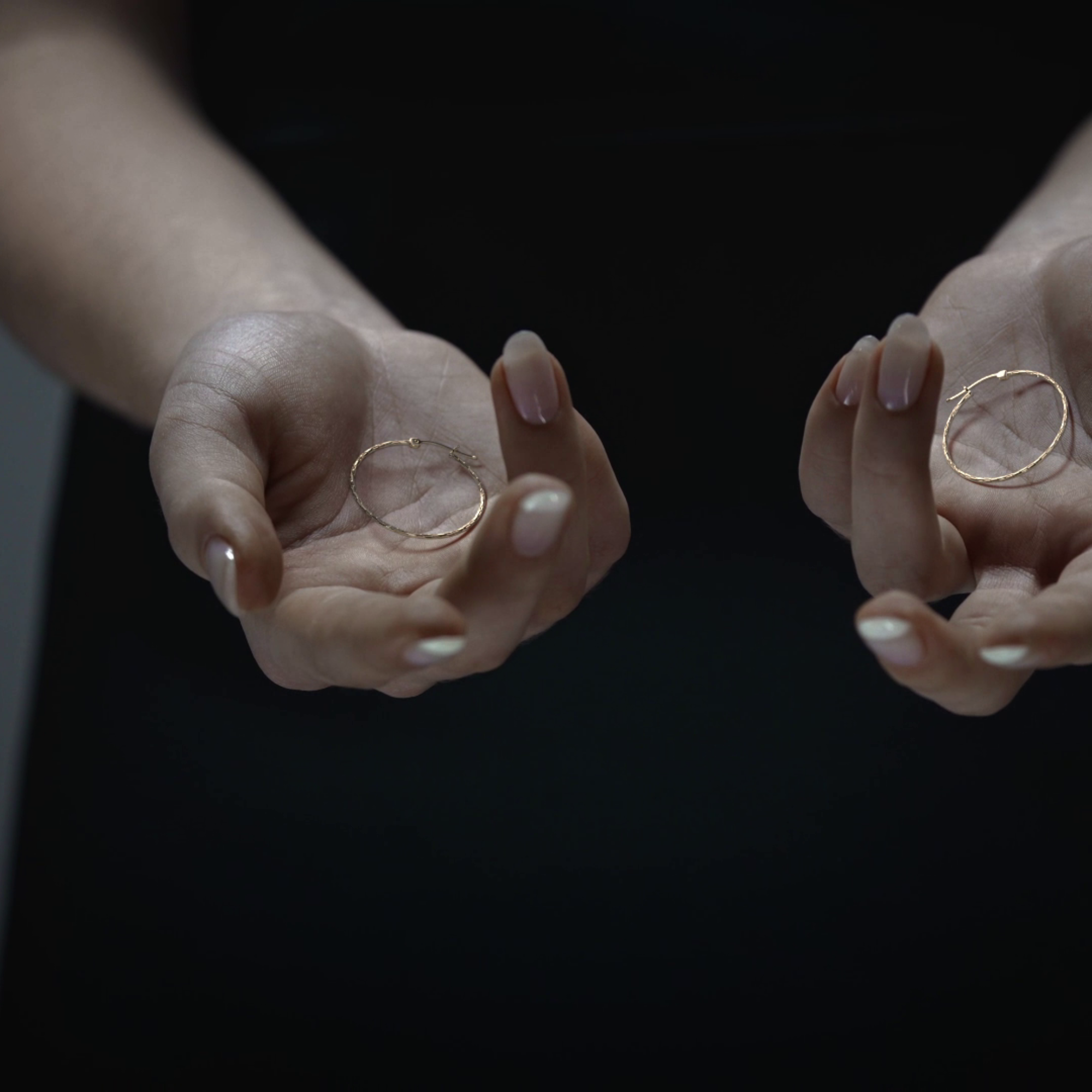 Domino Style 14k Gold Diamond Hoop Earring