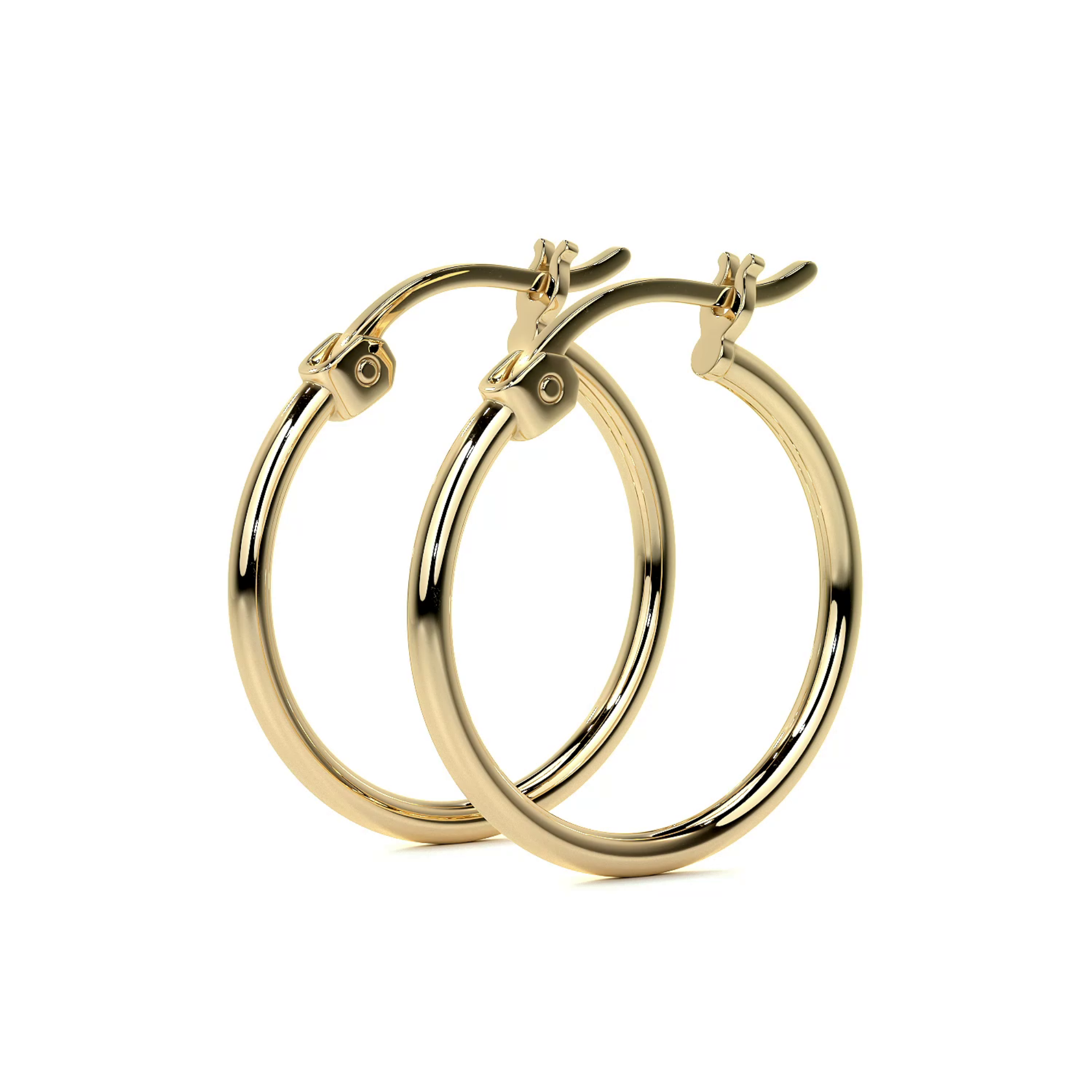 14k Pure Gold Plain Hoop Earrings for Women