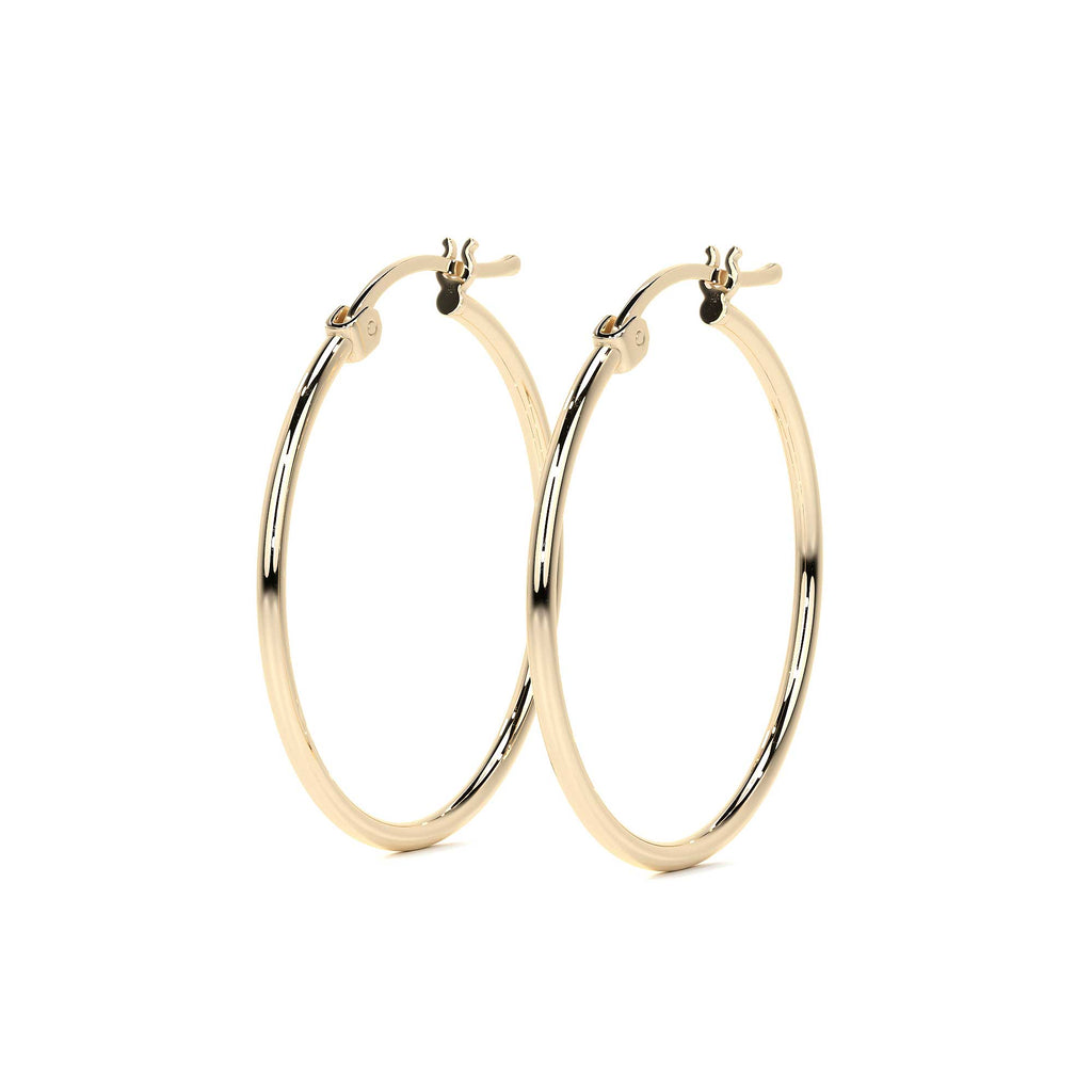 Arete Arracada Lisa Para Mujer De Oro Puro De 14k