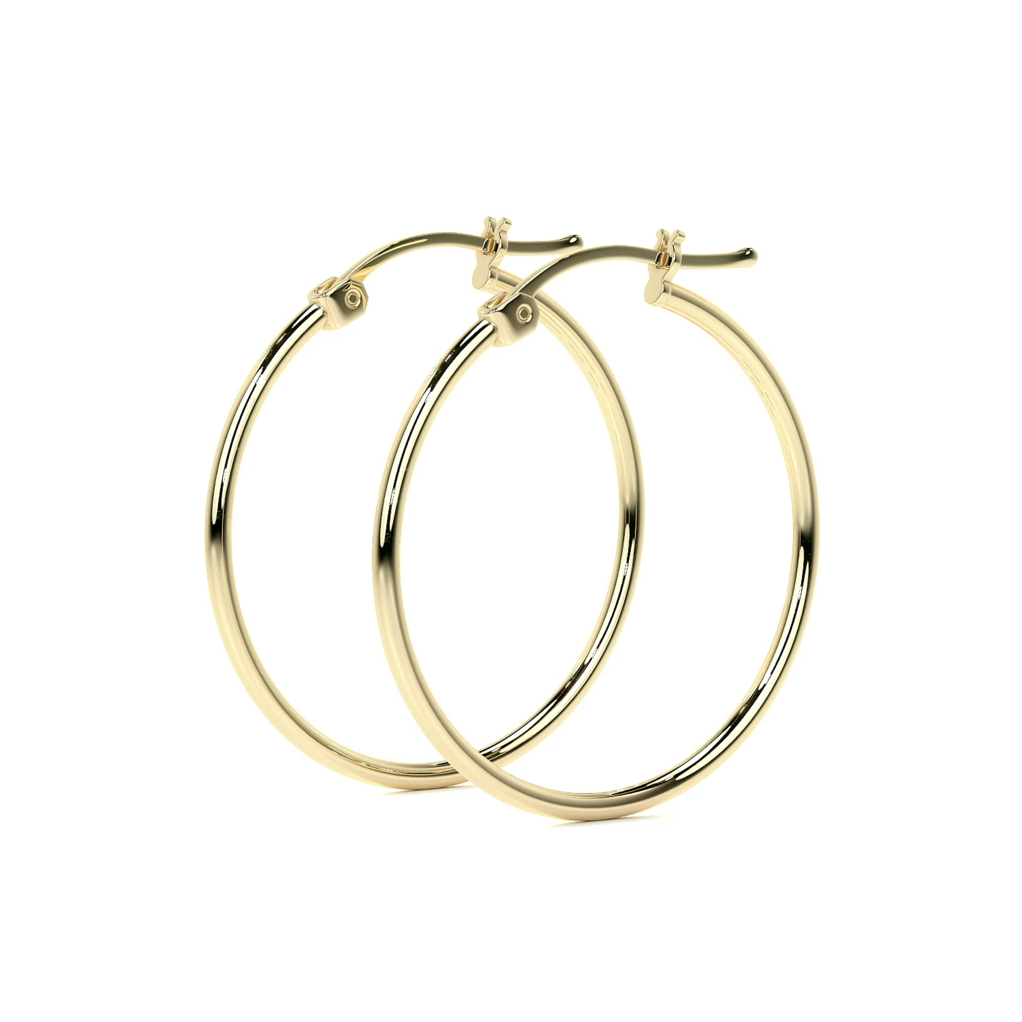 14k Pure Gold Plain Hoop Earrings for Women