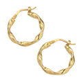 15mm 10k Gold Italian Diamond Hoop Earrings