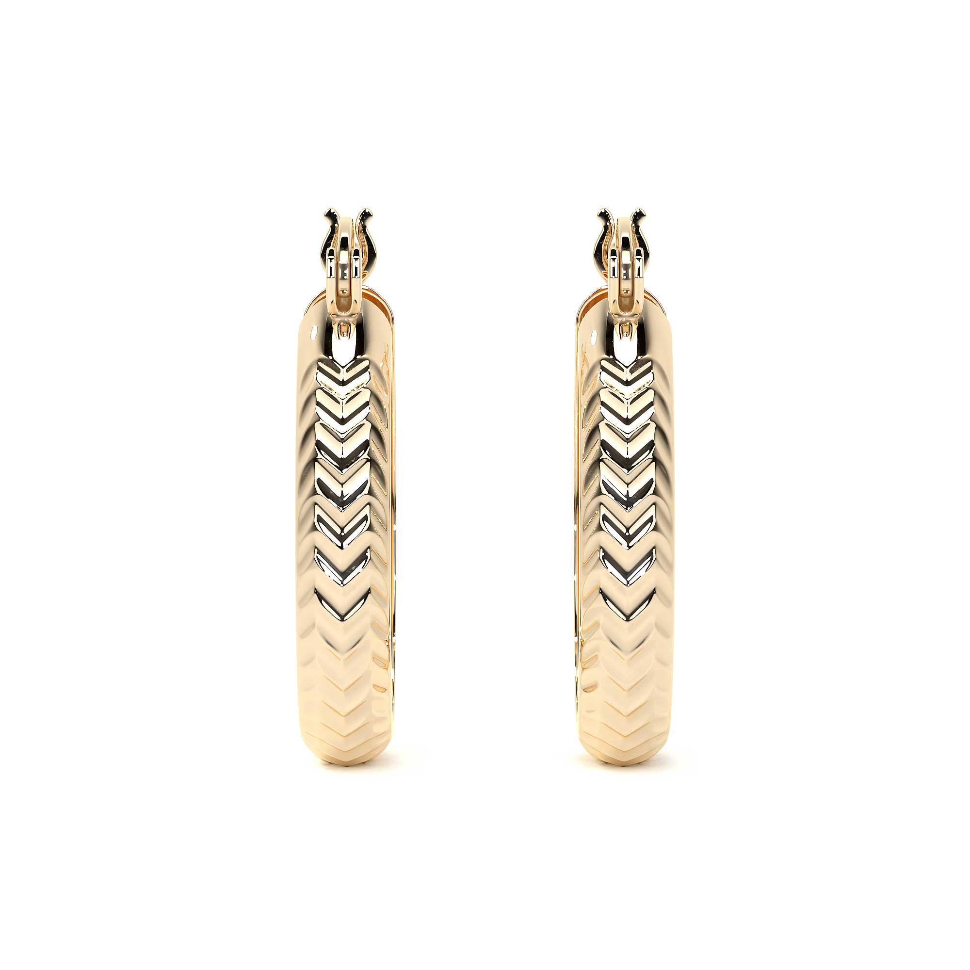 Diagonal Diamond 10k Gold Hoop Earrings
