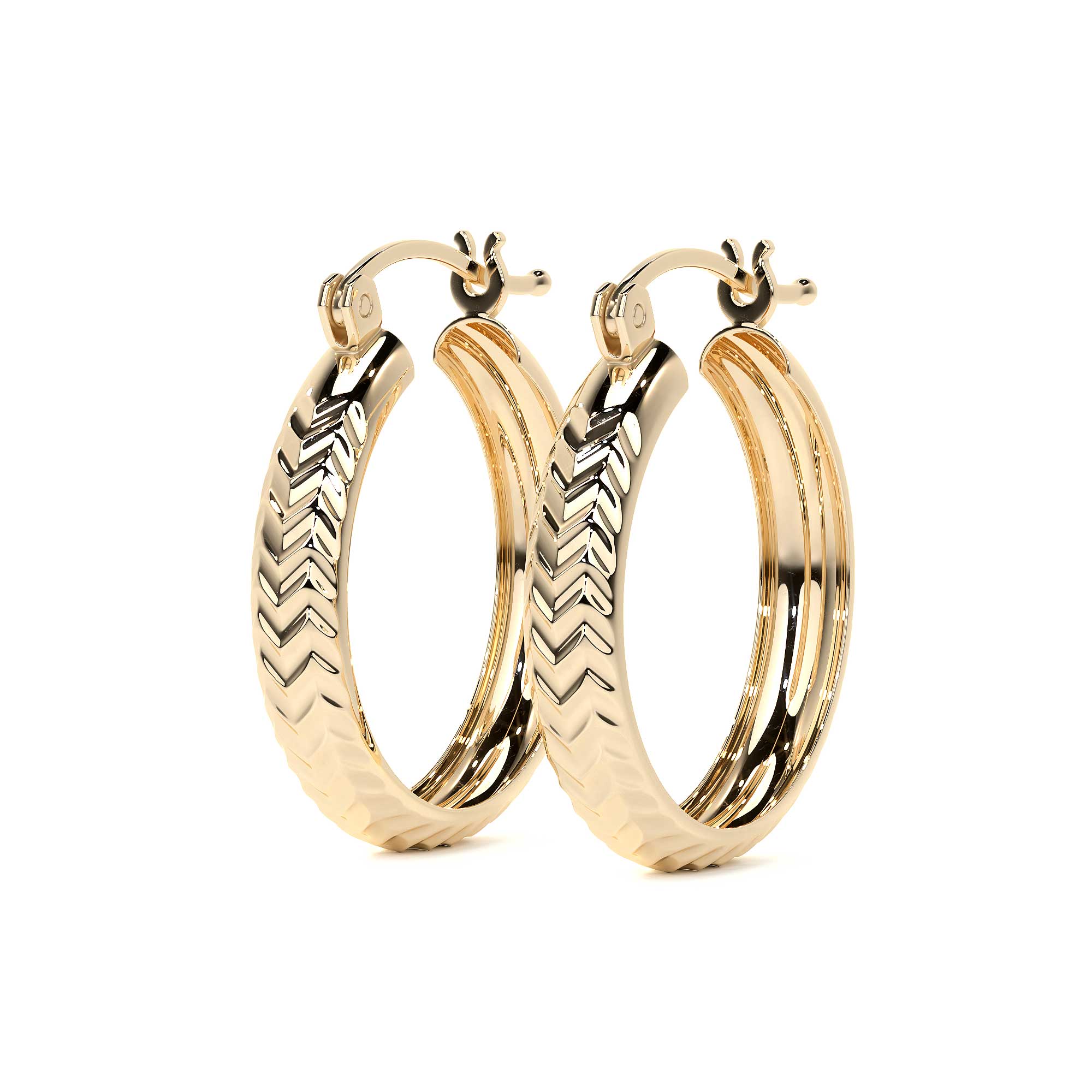 Diagonal Diamond 10k Gold Hoop Earrings