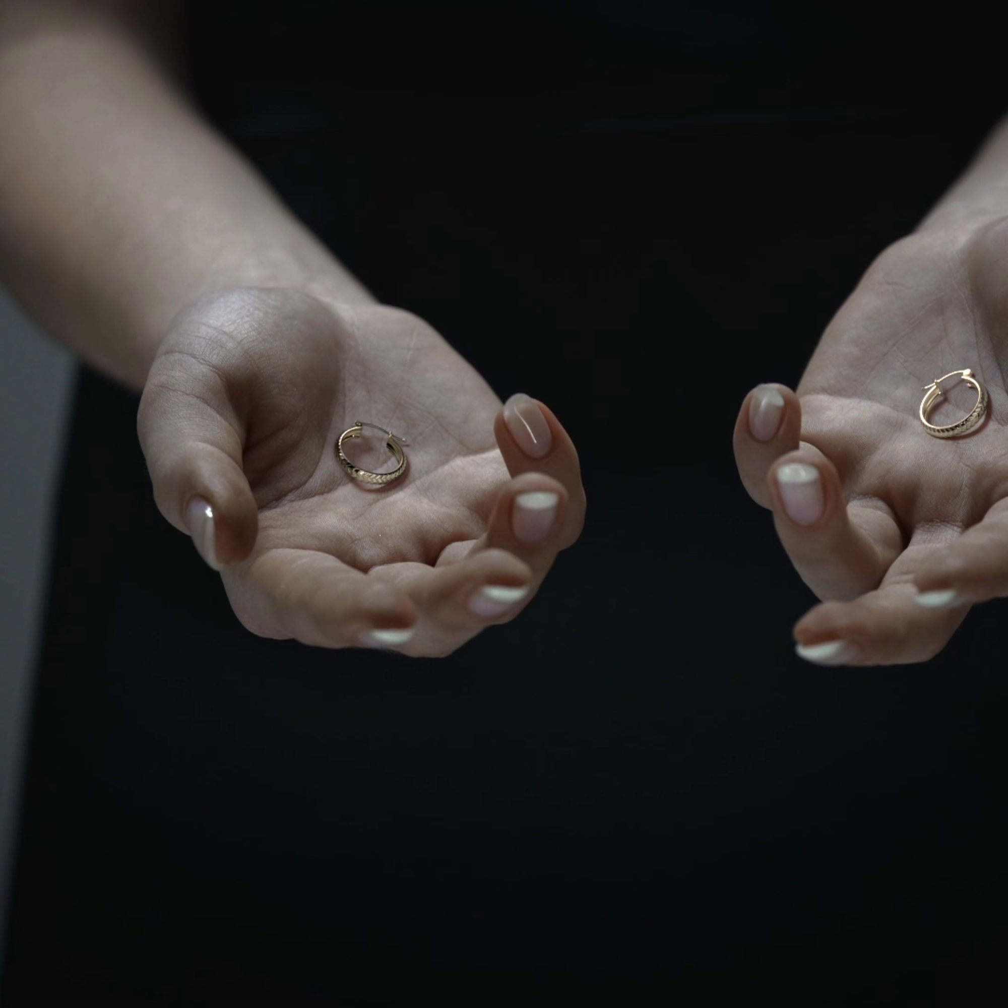 Diagonal Diamond 10k Gold Hoop Earrings