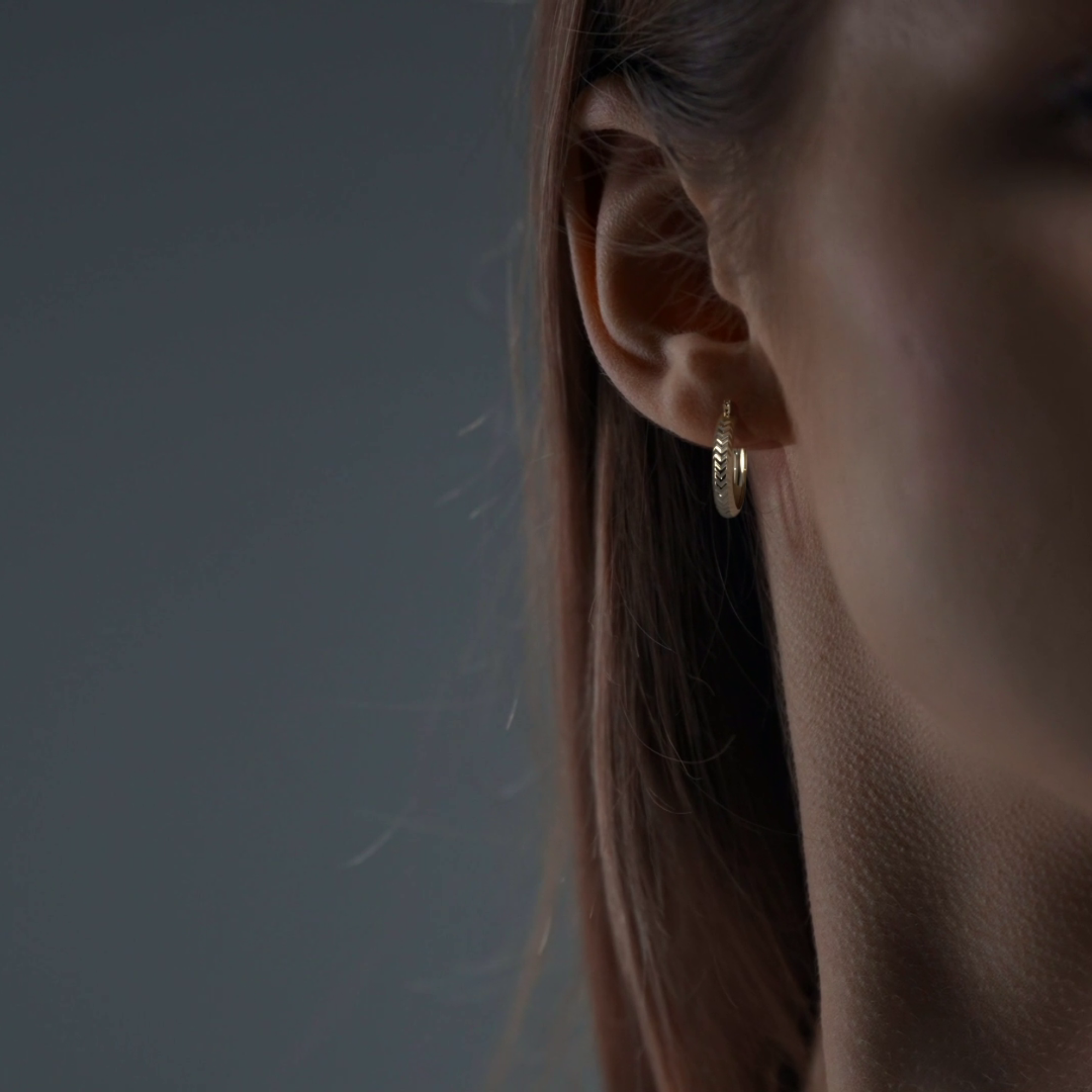 Diagonal Diamond 10k Gold Hoop Earrings