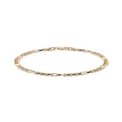 10K Gold Figaro Style Italian Slave Bracelet | Elegant Fine Jewelry Bracelet