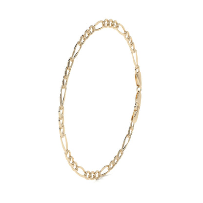 10K Gold Figaro Style Italian Slave Bracelet | Elegant Fine Jewelry Bracelet