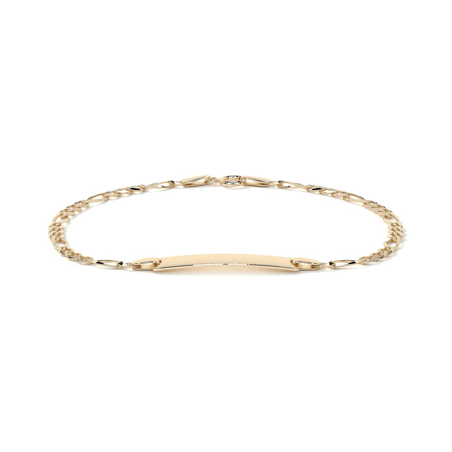 Pulsera Esclava de Oro 10K Estilo Fígaro 3x1 con Placa | Joyería Italiana