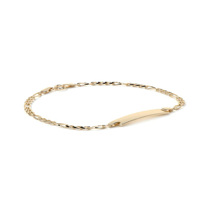 Pulsera Esclava de Oro 10K Estilo Fígaro 3x1 con Placa | Joyería Italiana