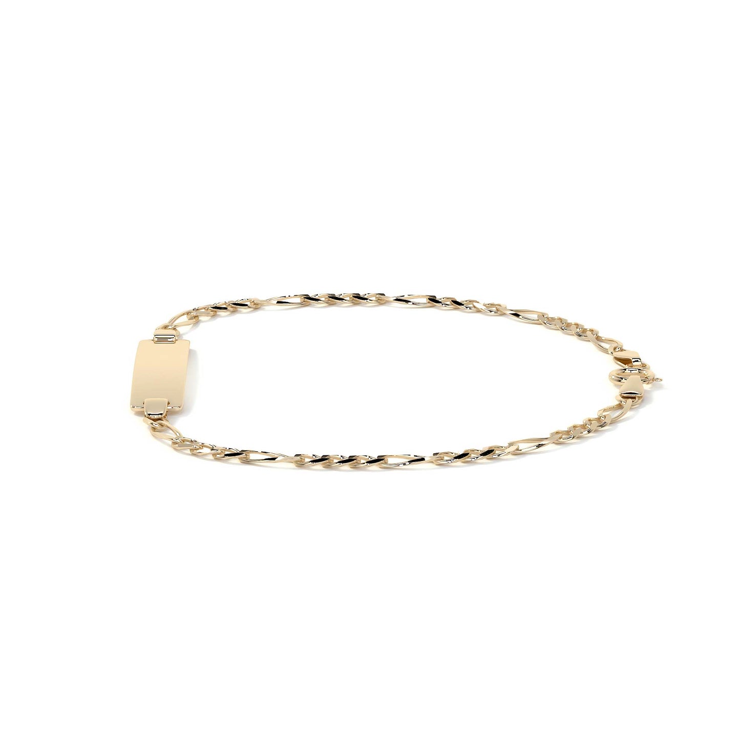 Pulsera Esclava de Oro 10K Estilo Fígaro 3x1 con Placa | Joyería Italiana