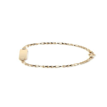 Pulsera Esclava de Oro 10K Estilo Fígaro 3x1 con Placa | Joyería Italiana