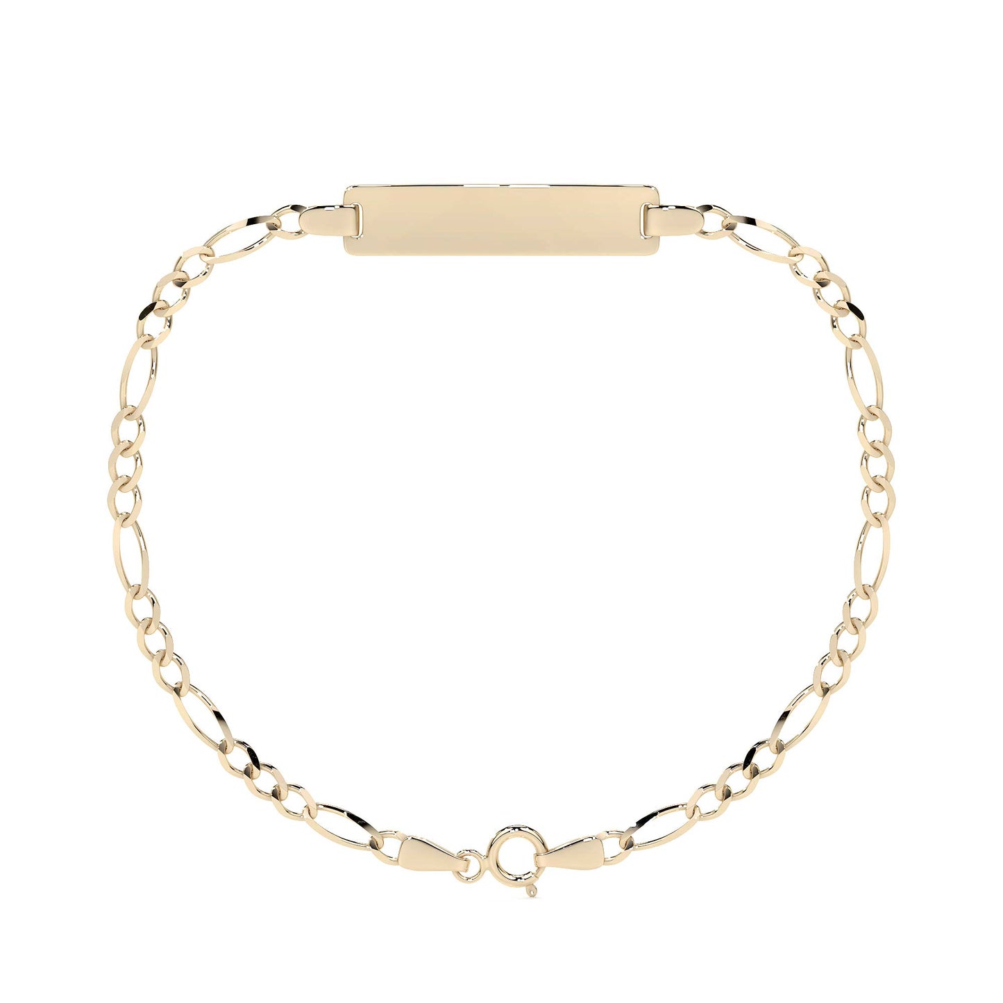 Pulsera Esclava de Oro 10K Estilo Fígaro 3x1 con Placa | Joyería Italiana