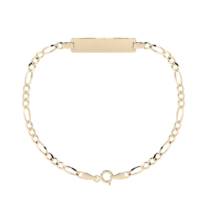 Pulsera Esclava de Oro 10K Estilo Fígaro 3x1 con Placa | Joyería Italiana
