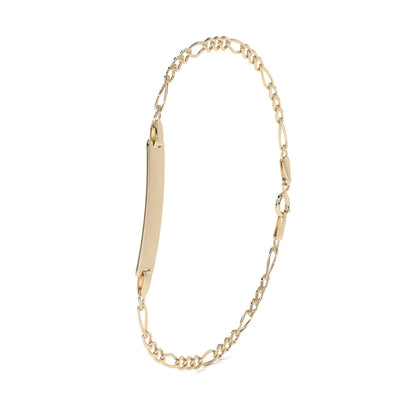 Pulsera Esclava de Oro 10K Estilo Fígaro 3x1 con Placa | Joyería Italiana