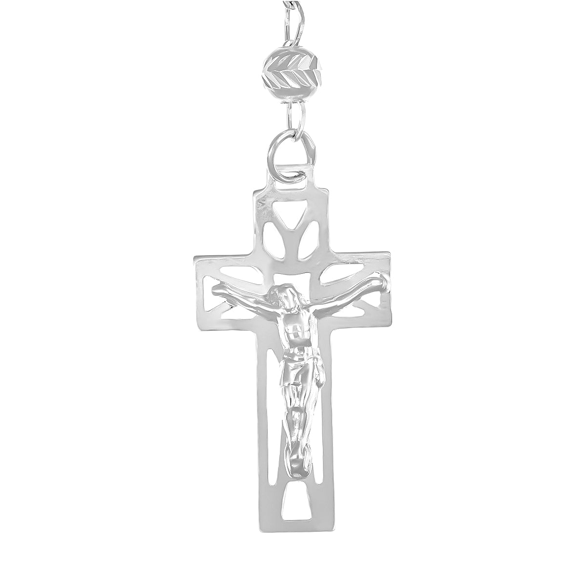 925 Sterling Silver Rosary With 65 Cm Diamond Ball