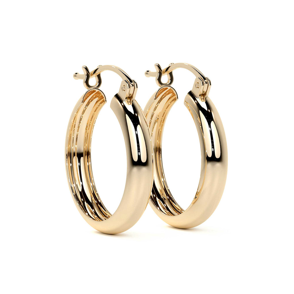 Arracada Bangle De Oro De 14k Lisa De 4mm de Ancho