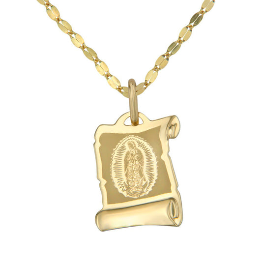 Necklace with Italian Virgin Medal in 14k Gold