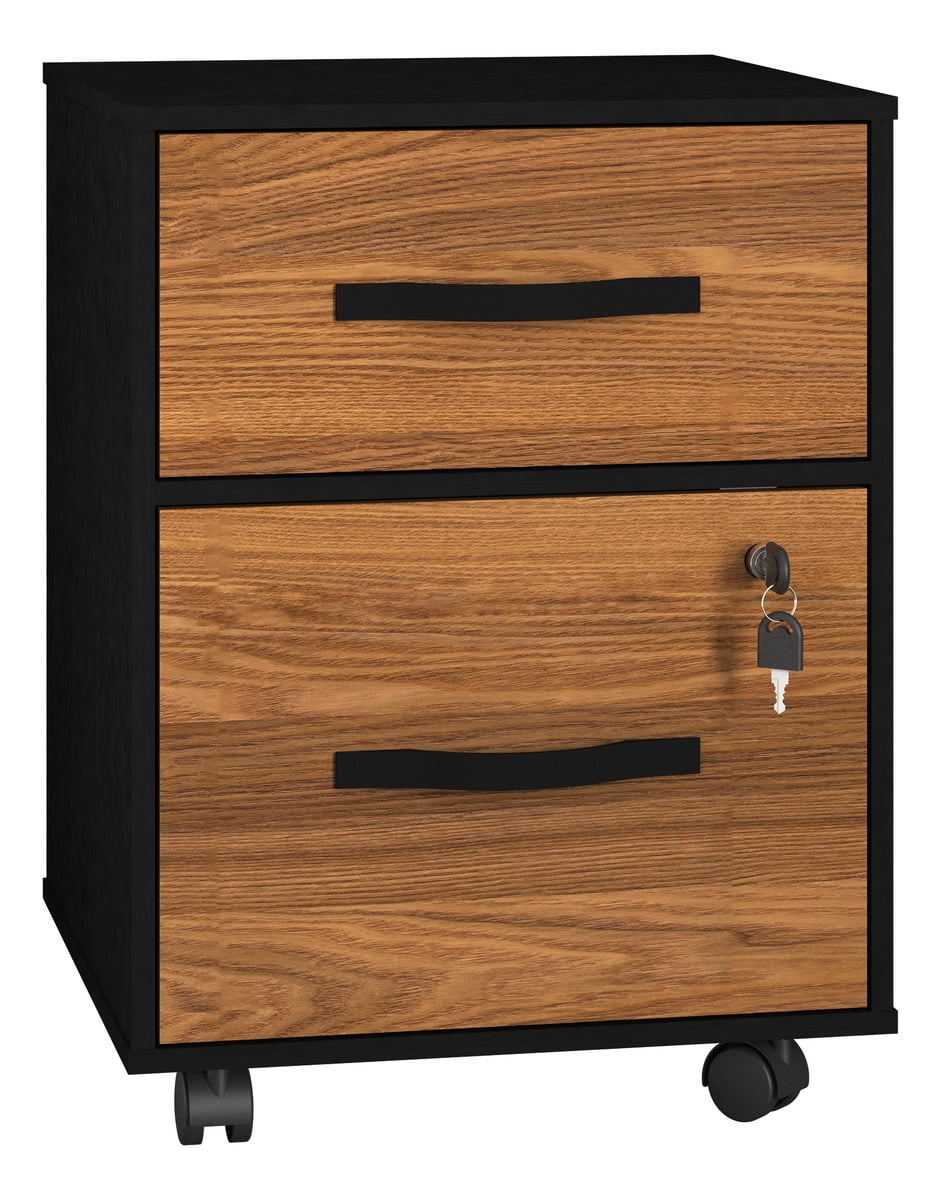 Essential 2-Drawer Letter-Size Filing Cabinet, One Drawer with Lock, 4 Wheels, Playcon Textured Laminate Top