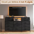 Bedroom Dresser with 13 Drawers, Long Dresser with Wooden Top and Chest of Drawers, Large Bedroom Dresser, Sturdy Metal Frame (Black)
