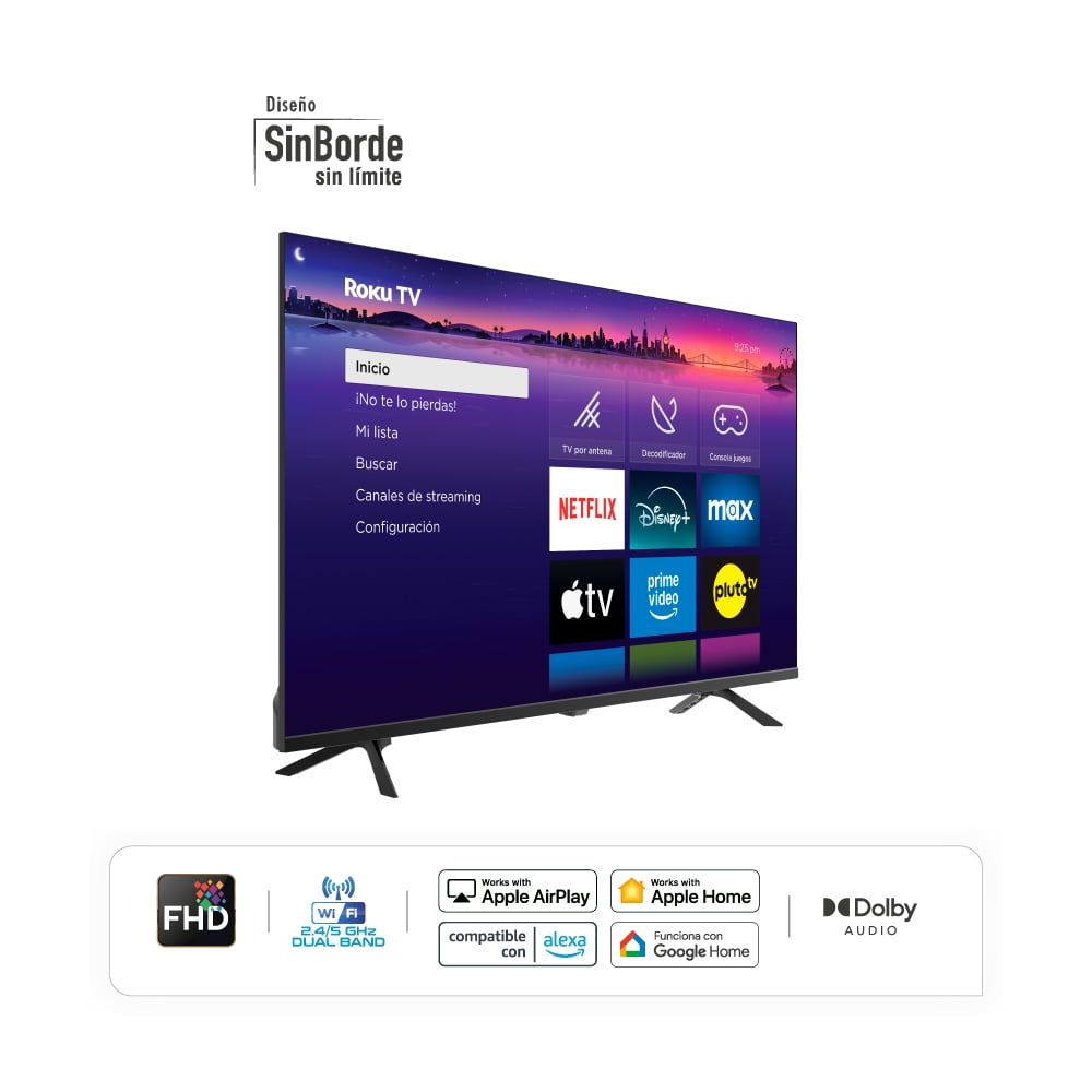 Hyundai HYLED4325RIM TV 43” Pulgadas LED Full HD Smart TV, Dolby Audio, WiFi Dual Band, Sistema Operativo Roku. Compatible con Alexa, Apple Air Play y Google Home, Diseño Border Less (2025)