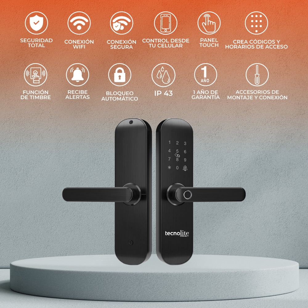 Tecnolite Smart WiFi Lock with Multiple External Unlocking Options