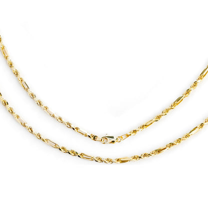 Italian Torsal Chain 3x1 Figaro 14k, 60cm, Gauge 3.0mm