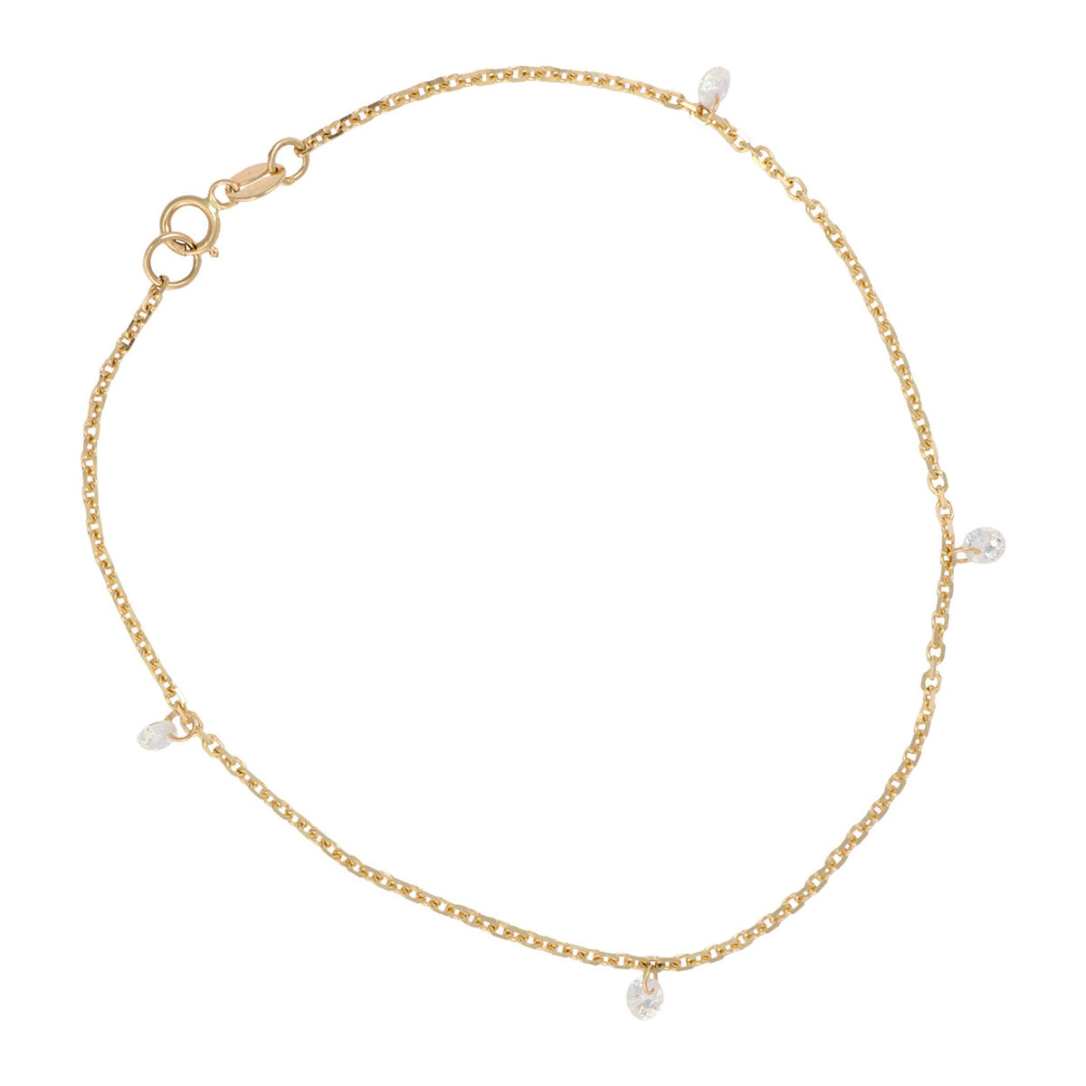 14k Gold Bracelet for Women with Stone, 18cm