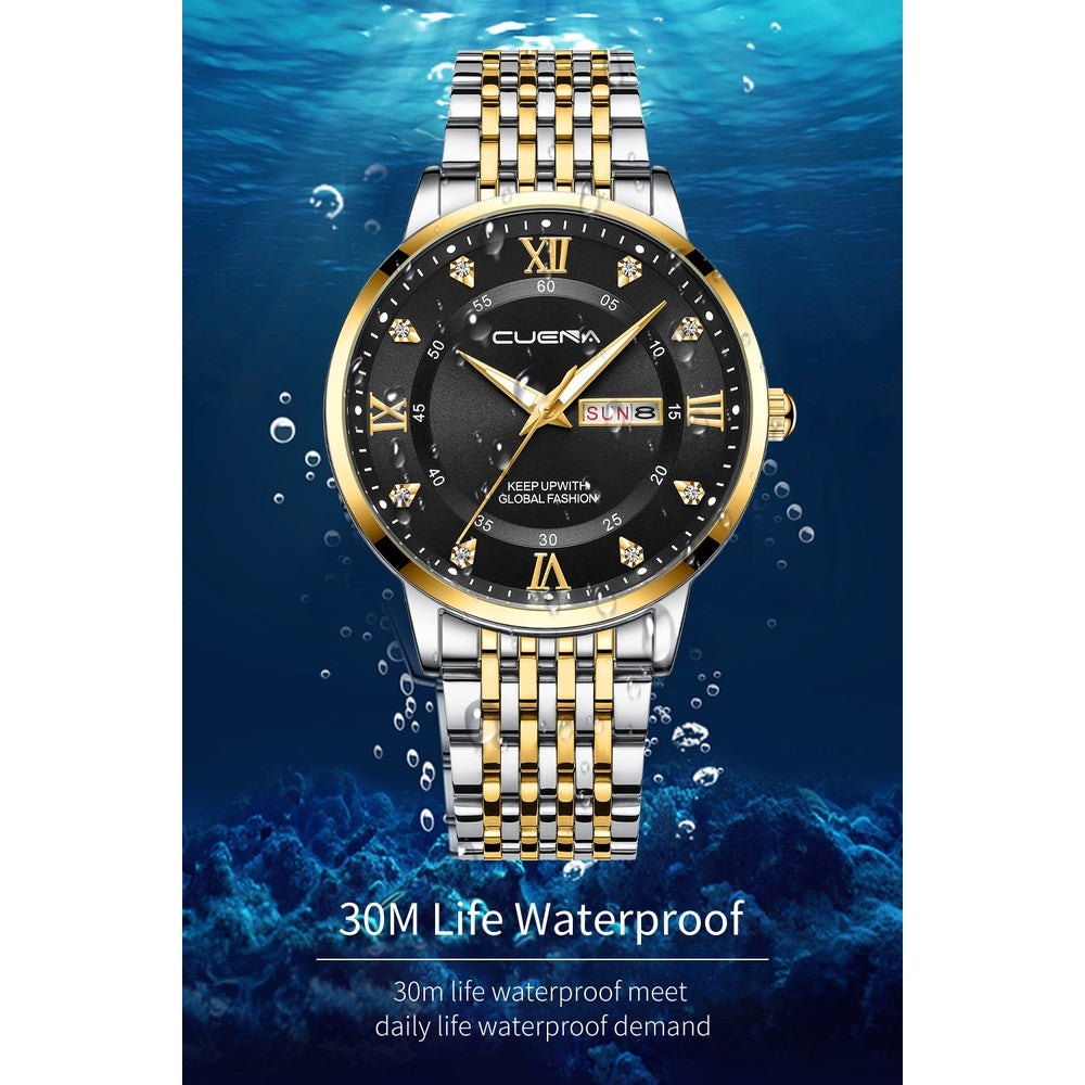 CUENA Men's Watches Original Brand Fashion Luxury Casual Business Stainless Steel 6008