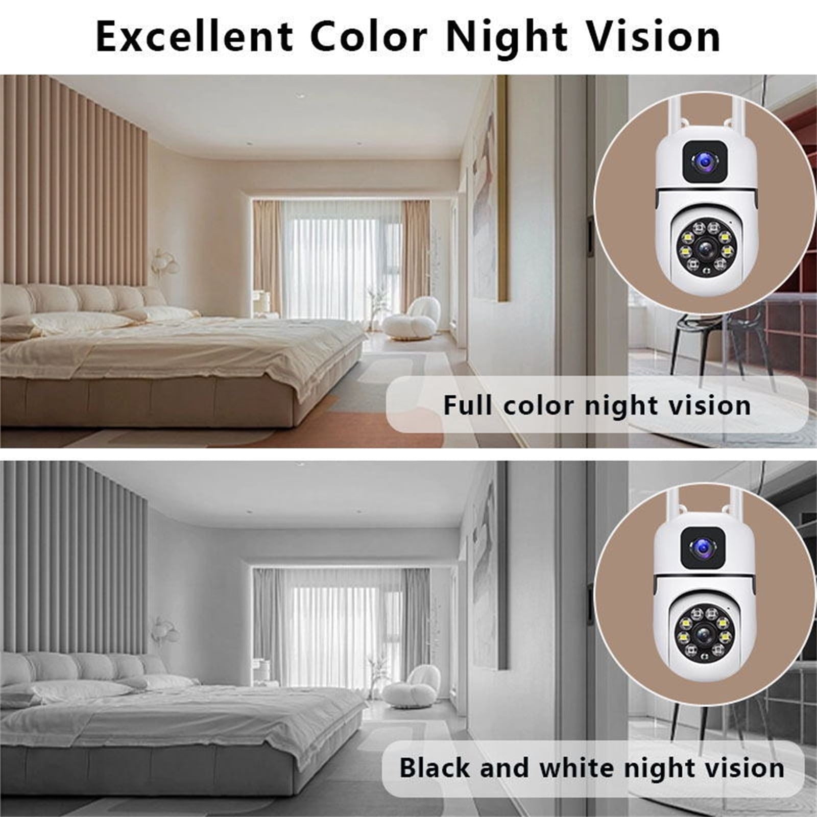 Xihbxyly Outdoor Security Camera, 1080P HD Dome, 2.4GHz WiFi Connection, Motion Detection and Smart Alert, Full Color Night Vision, 355° Panoramic View, Security for E