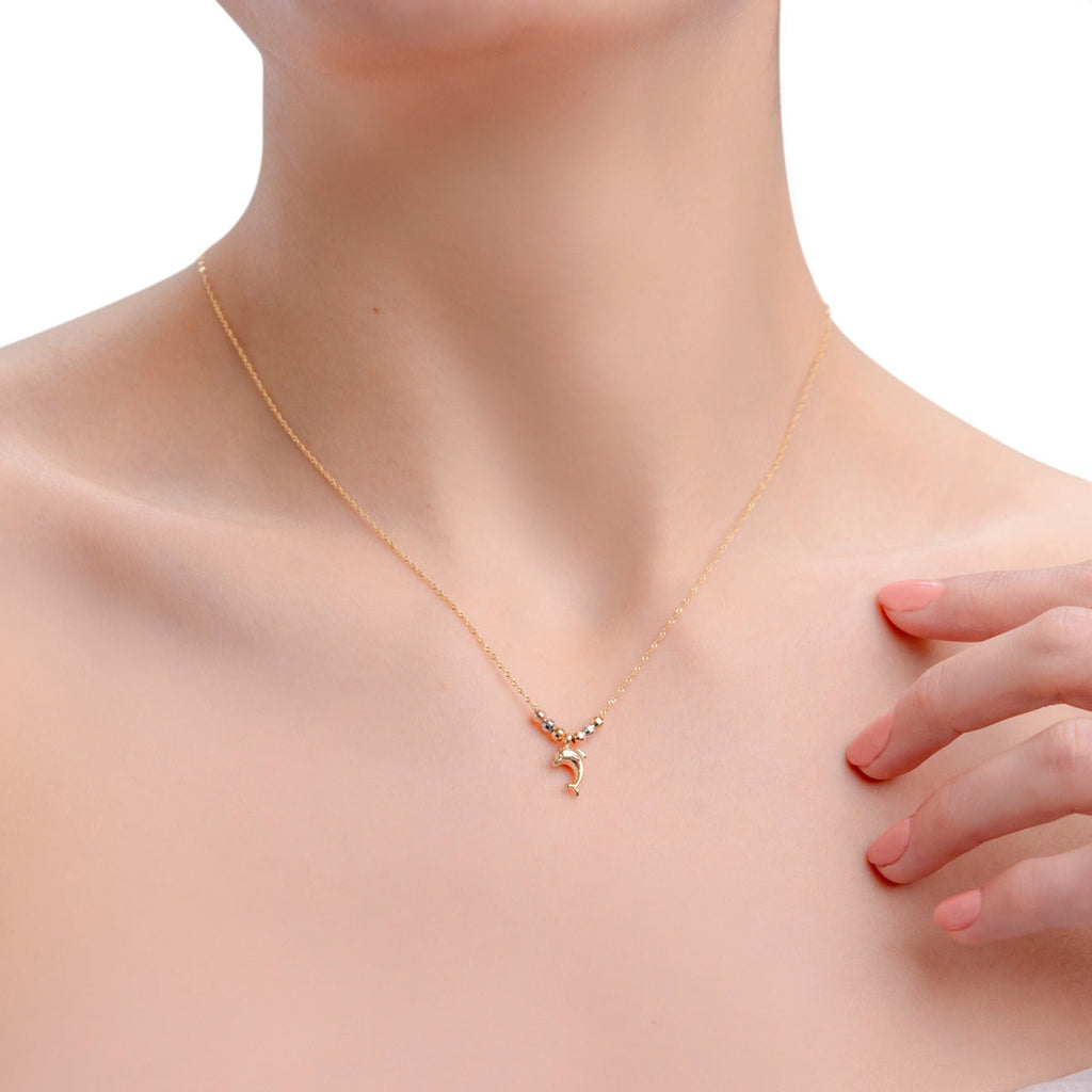 Italian 10k Dolphin and Tricolor Ball Choker