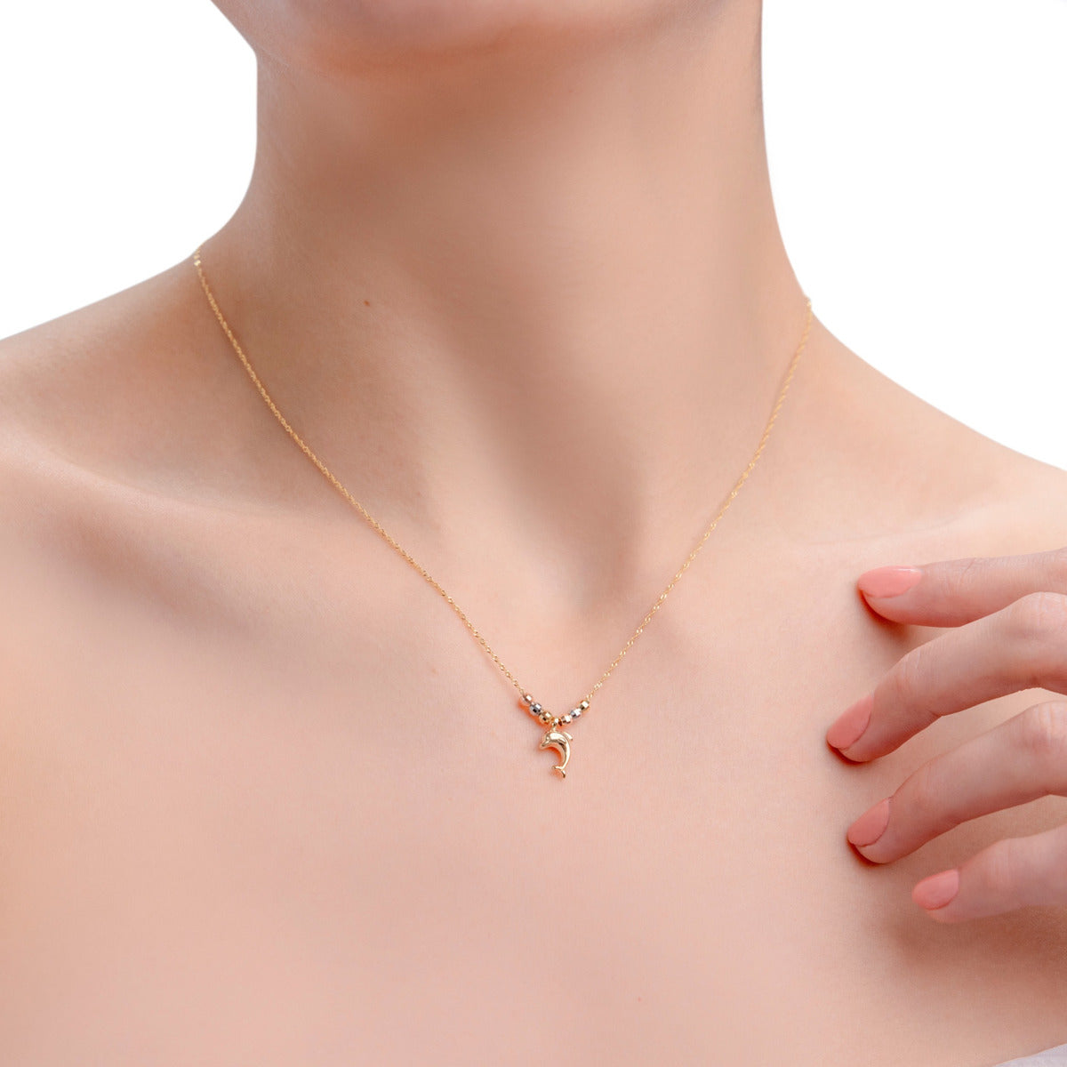 Italian 10k Dolphin and Tricolor Ball Choker