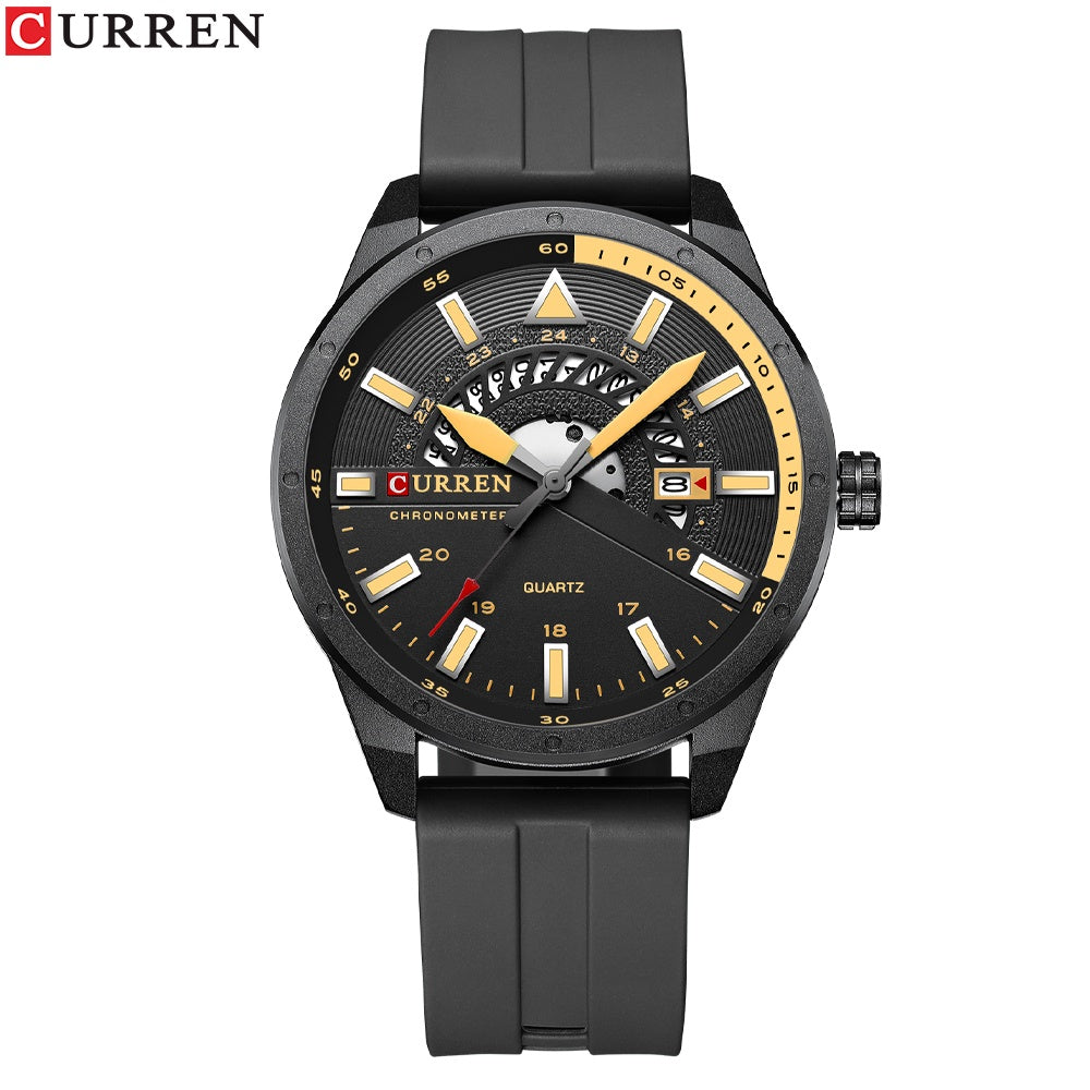 CURREN Relojes Para Hombre Marca Original Cuero De Goma Moda Casual Negocios Deportes Cuarzo Impermeable 8421 X
