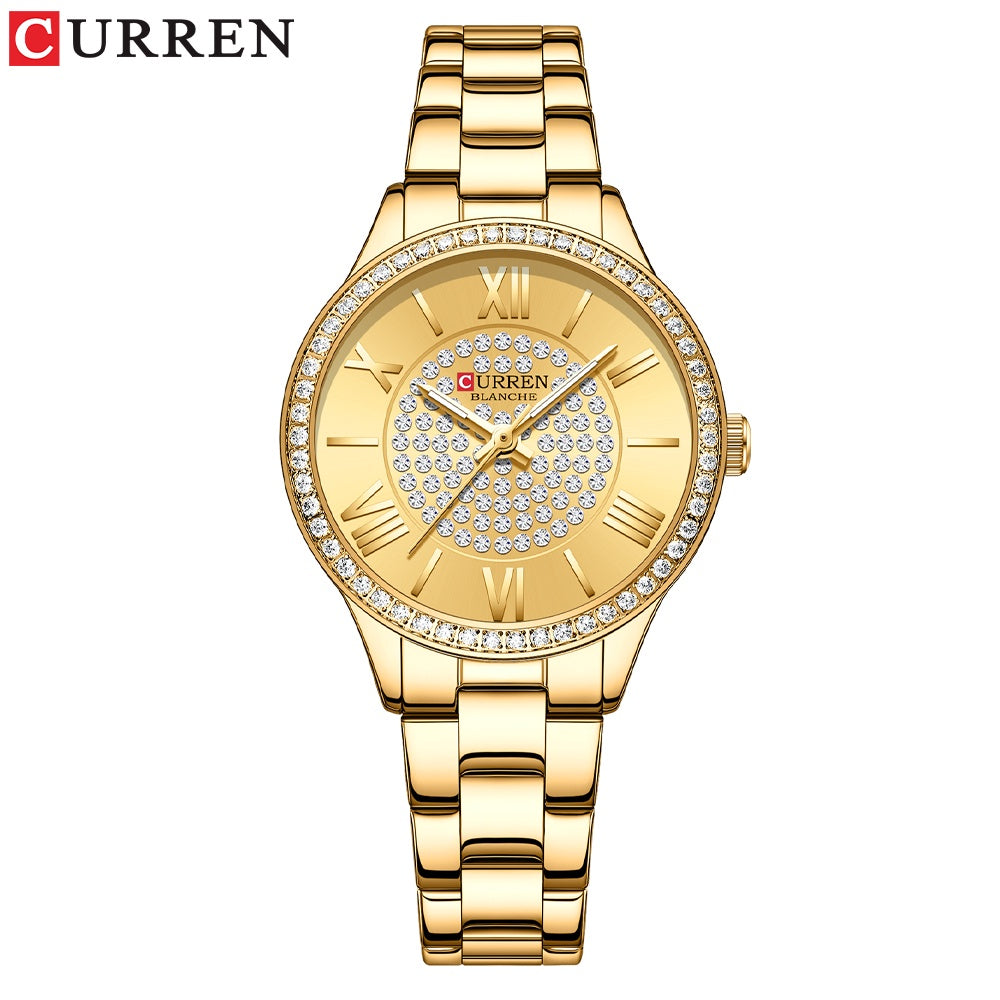 CURREN Women's Watch Original Brand Luxury Diamond Casual Business Quartz Stainless Steel Waterproof 9084 X No Box