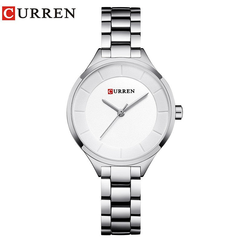 Curren Women's Stainless Steel Watch with Gold Strap, Luxury Fashion, All-Match, Simple 9015 X