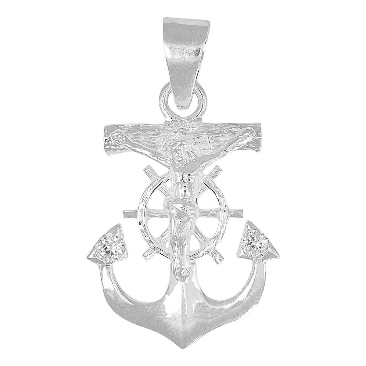 Dije De Cruz Con Forma De Ancla De Plata 925