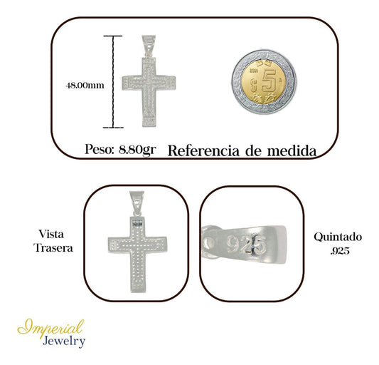 Dije Turco De Plata 925 De Cruz Elevada Con Zirconia