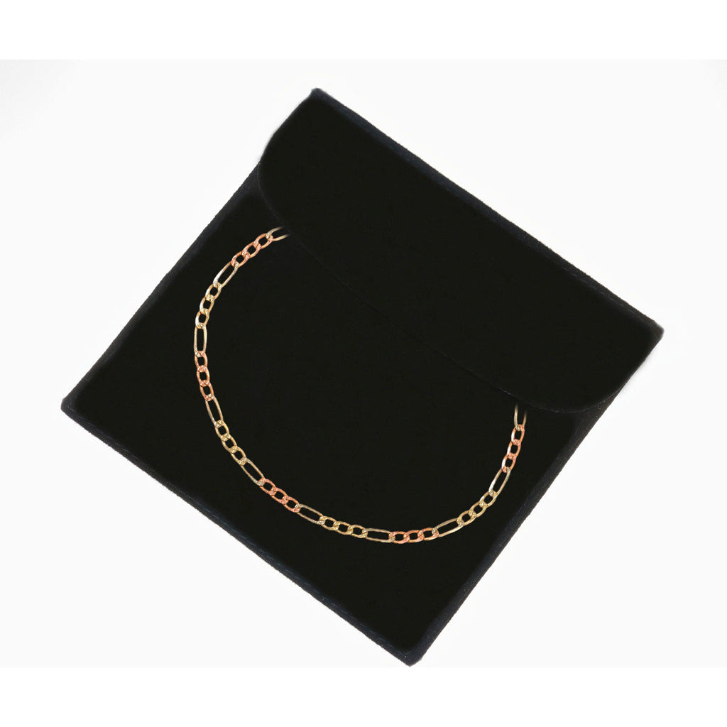 Italian 3x1 Tricolor Bracelet, 10 Carat, 3.3mm, 18.5cm