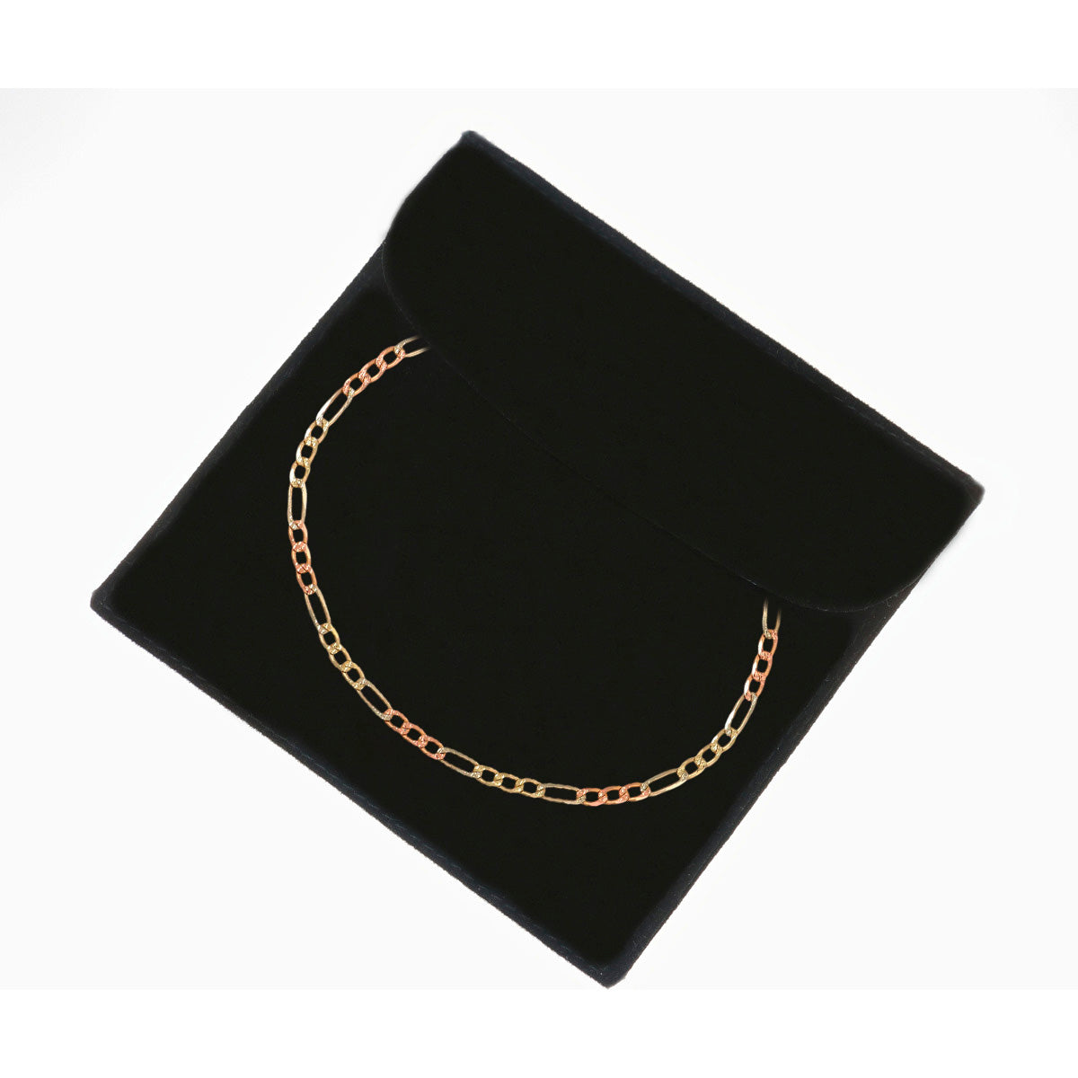 Italian 3x1 Tricolor Bracelet, 10 Carat, 3.3mm, 18.5cm