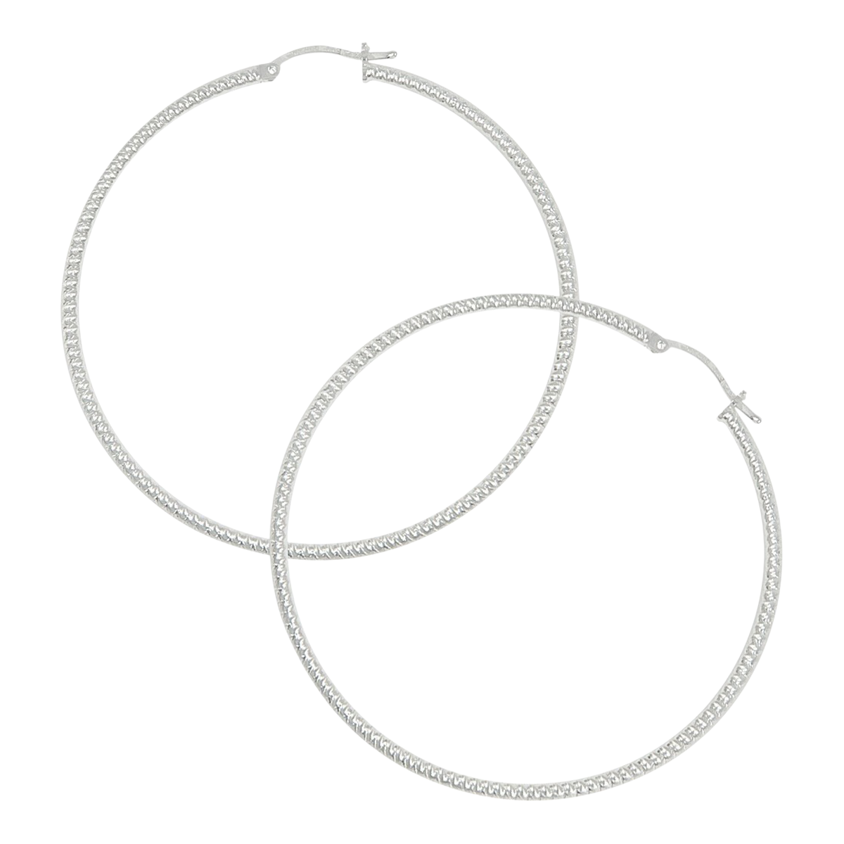 Candy 55mm Sterling Silver 925 Diamond Cut Hoop Earrings for Women