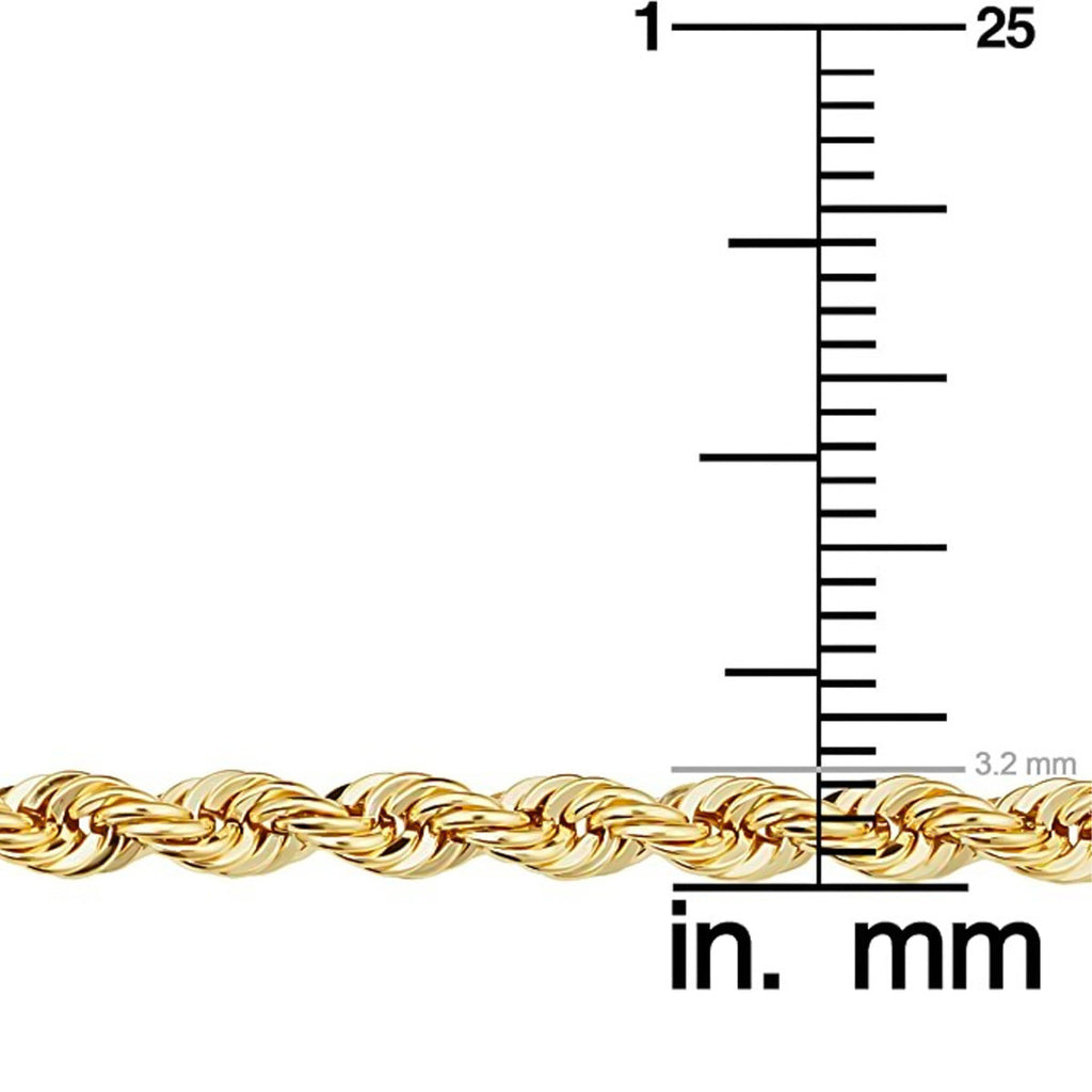 10k Italian Gold Hollow Twisted Chain, 3.2mm Gauge, 55cm