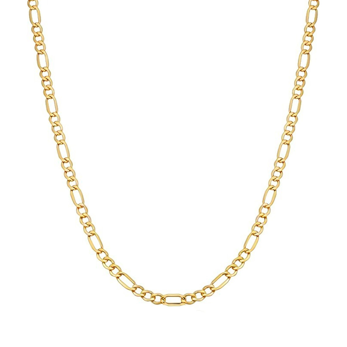 Solid Italian Figaro Chain, 10 Carat Gold, 2.6 mm, 55 cm