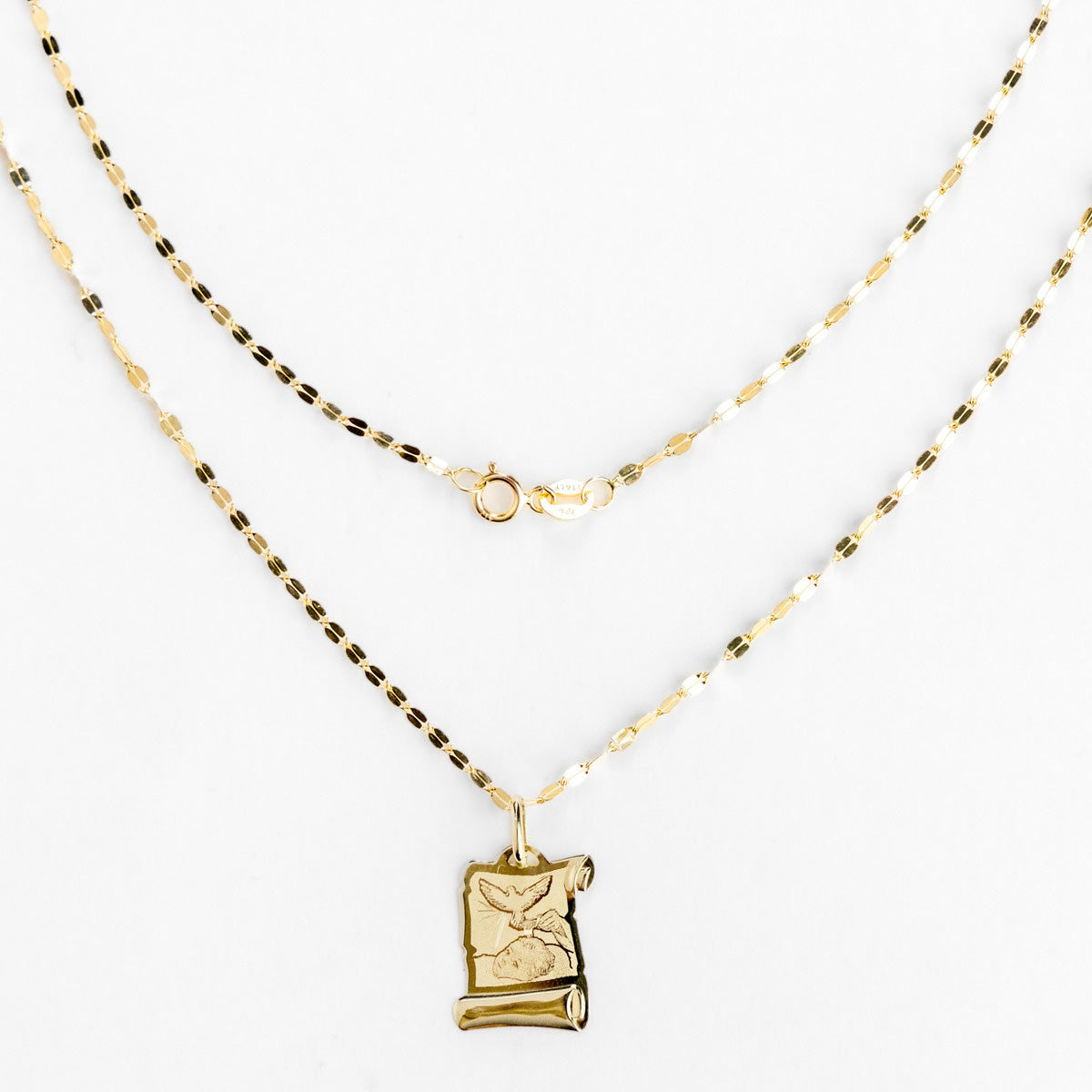 10k Gold Italian Baptismal Medal Necklace