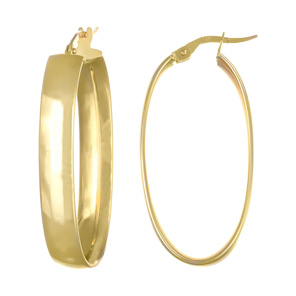 37mm Smooth 10k Gold Oval Hoop Earrings