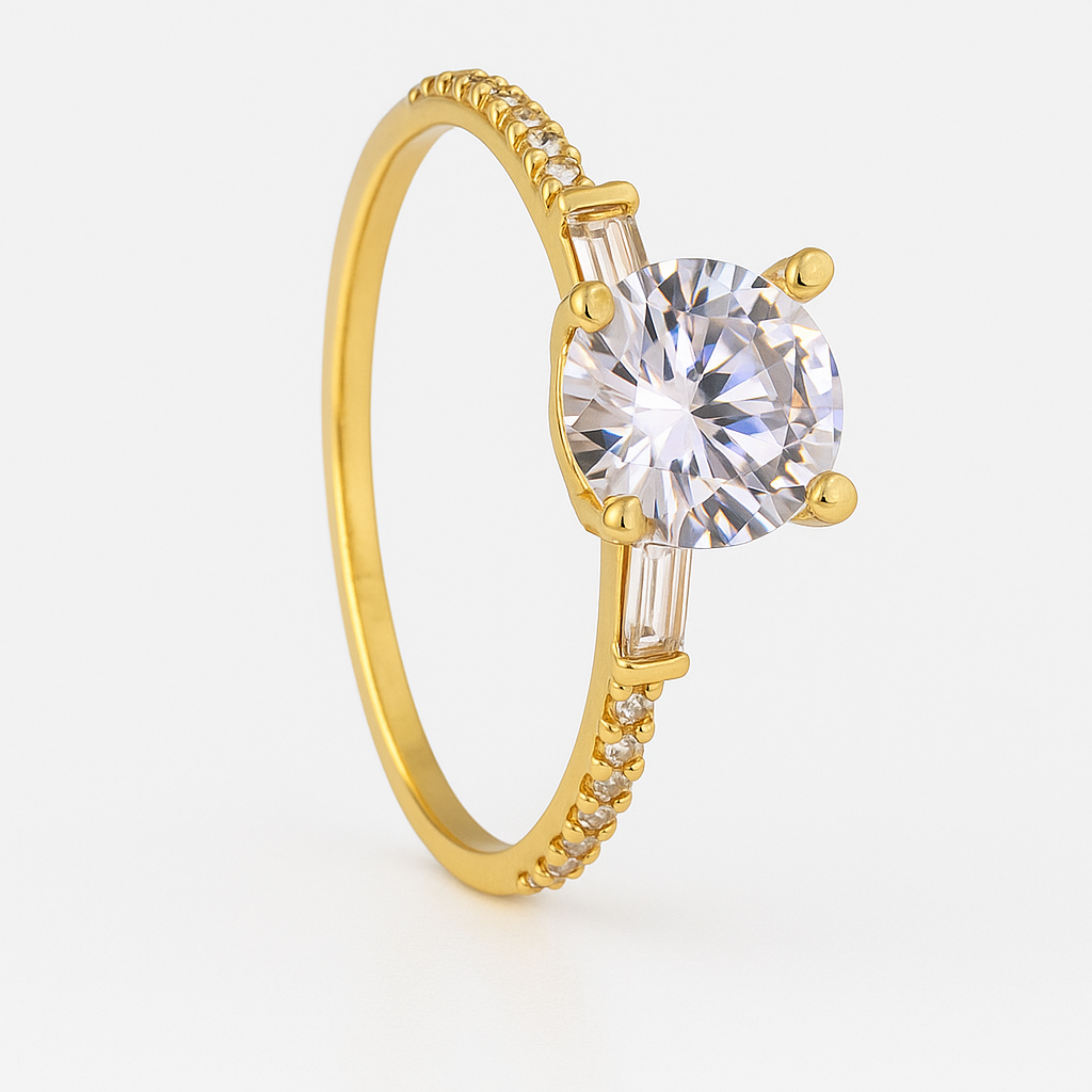10k Gold Engagement Ring with Cubic Zirconia Stone