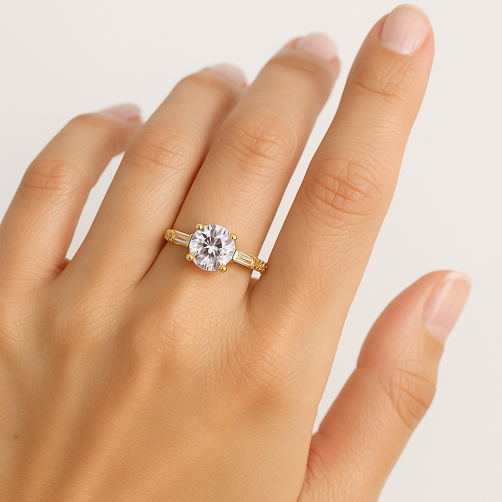 10k Gold Engagement Ring with Cubic Zirconia Stone