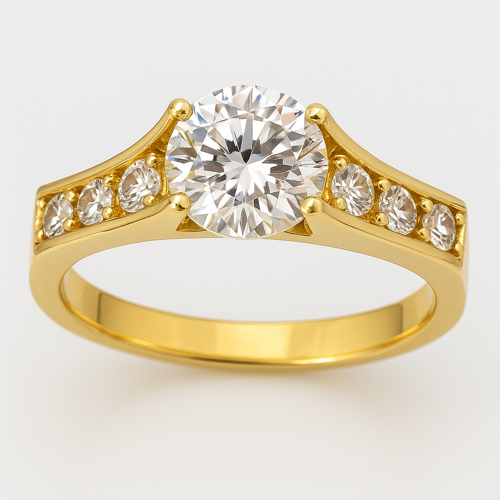 Anillo De Compromiso De Oro 10k Con Piedras Zirconia