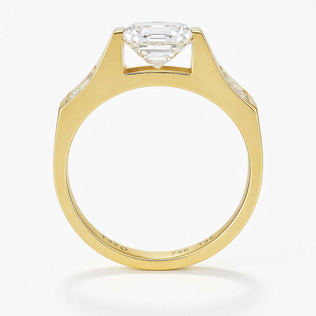 10k Gold Engagement Ring with Cubic Zirconia Stones