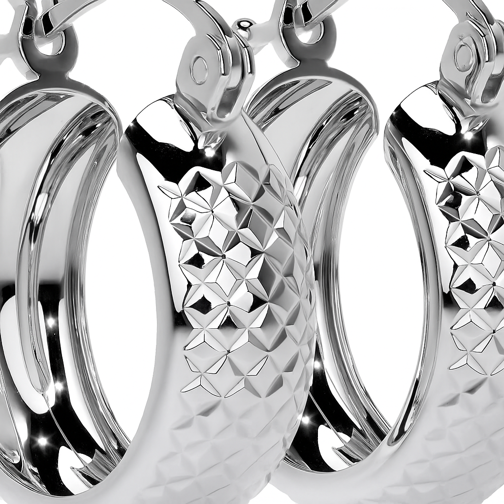 Arete Arracada Diamantada De Plata Ley 925 Tipo Bangle Estilo Panal