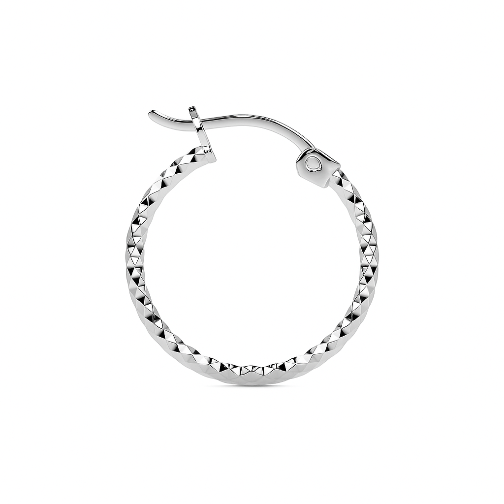 Diamond-Cut Honeycomb Hoop Earrings for Women 925 Sterling Silver